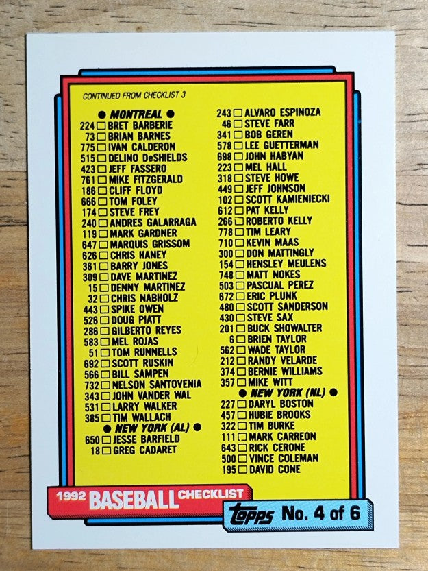 1992 Topps #527 Checklist 397-528