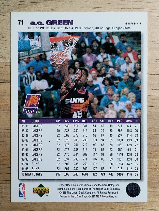 1995-96 Collector's Choice #71 A.C. Green