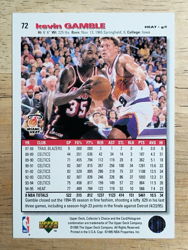 1995-96 Collector's Choice #72 Kevin Gamble