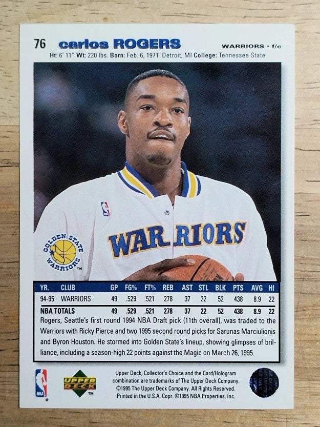 1995-96 Collector's Choice #76 Carlos Rogers