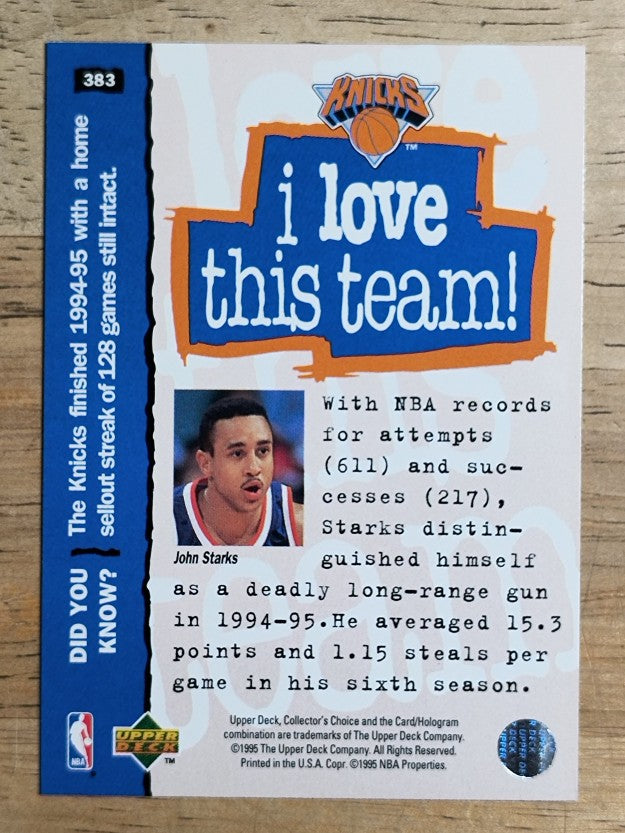 1995-96 Collector's Choice #383 John Starks LOVE