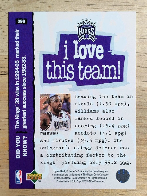 1995-96 Collector's Choice #388 Walt Williams LOVE