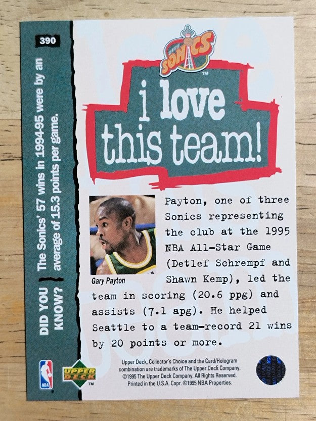 1995-96 Collector's Choice #390 Gary Payton LOVE