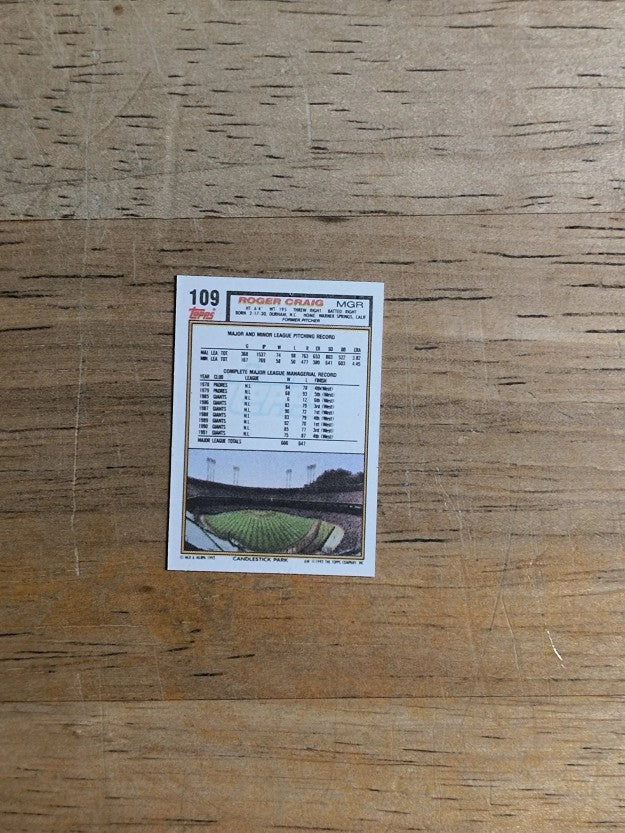 1992 Topps Micro #109 Roger Craig MG