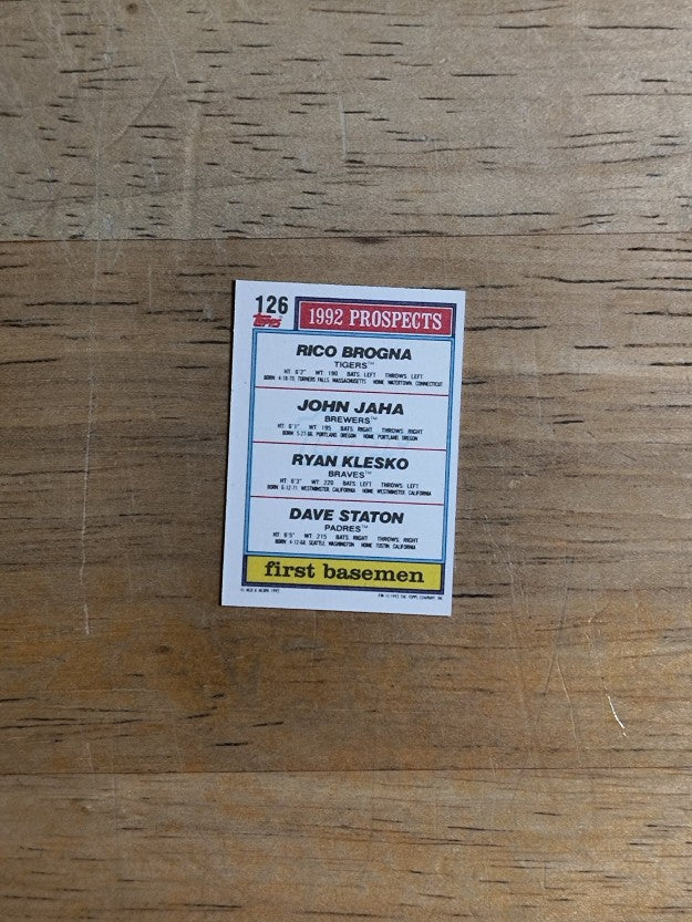 1992 Topps Micro #126 J.Jaha/R.Klesko
