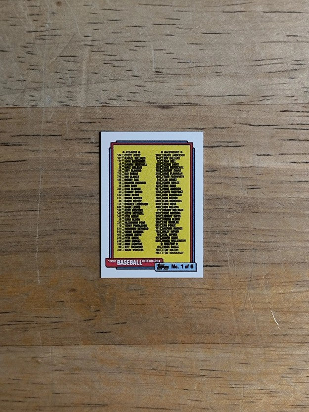 1992 Topps Micro #131 Checklist 1-132
