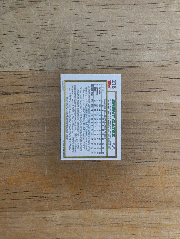 1992 Topps Micro #216 Brent Gates RC