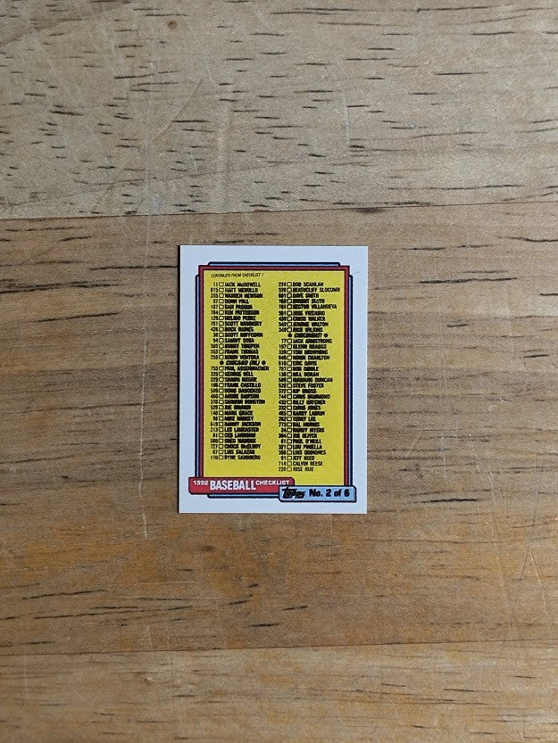 1992 Topps Micro #264 Checklist 133-264