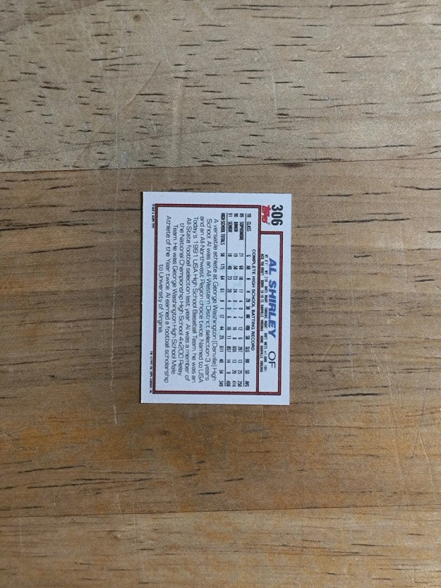 1992 Topps Micro #306 Al Shirley RC