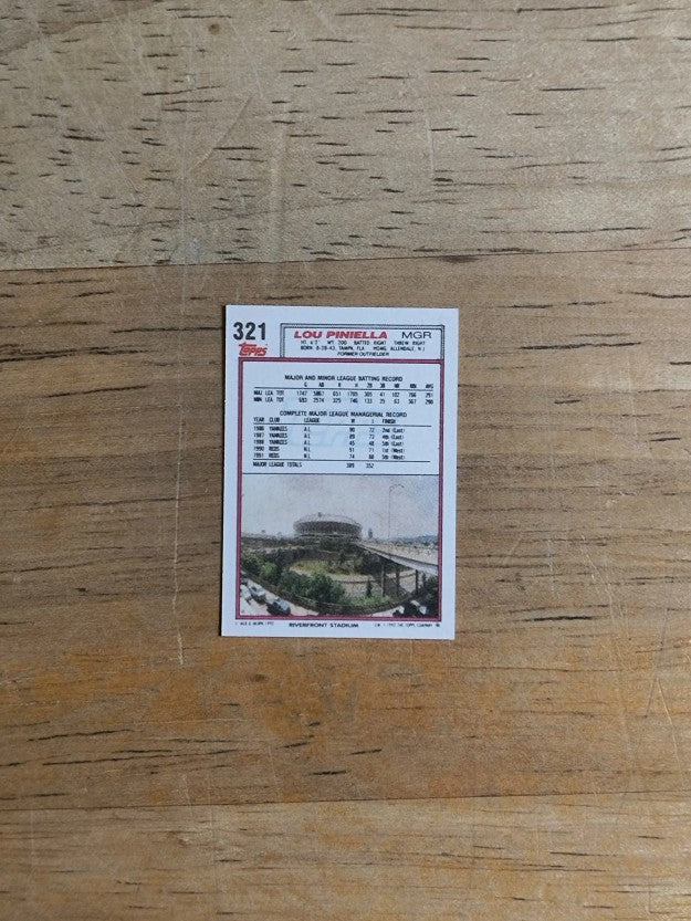 1992 Topps Micro #321 Lou Piniella MG