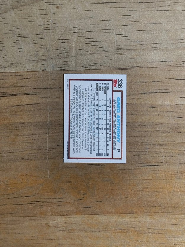 1992 Topps Micro #336 Greg Anthony RC
