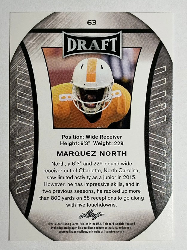 2016 Leaf Draft Gold #63 Marquez North
