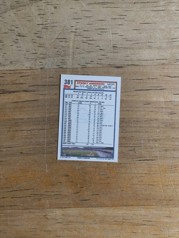 1992 Topps Micro #381 Sparky Anderson MG