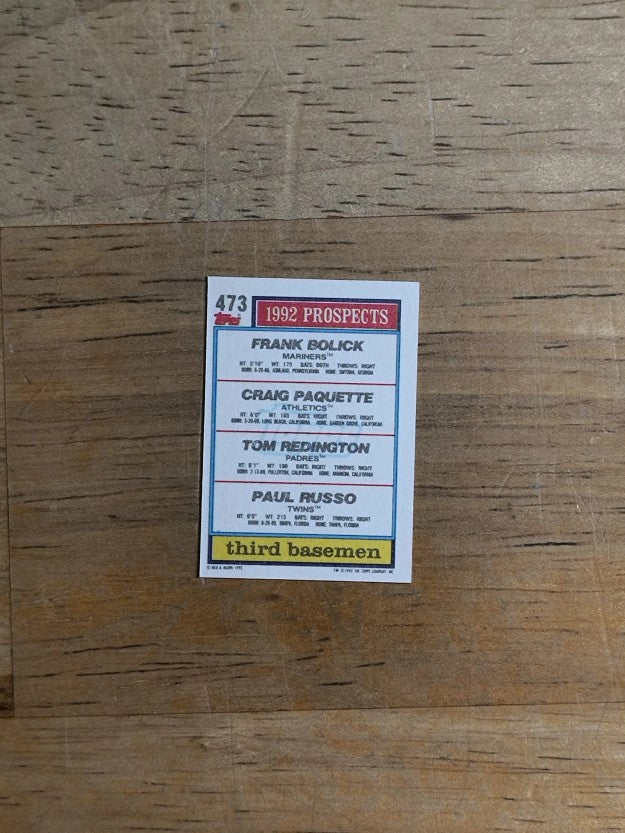 1992 Topps Micro #473 Frank Bolick/Craig Paquette