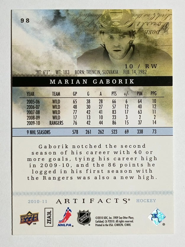 2010-11 Artifacts #98 Marian Gaborik