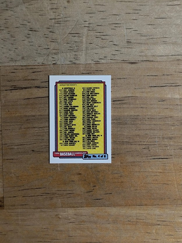 1992 Topps Micro #527 Checklist 397-528