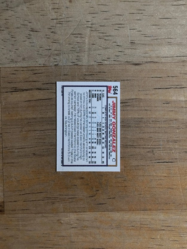 1992 Topps Micro #564 Jimmy Gonzalez RC