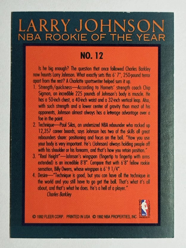 1992-93 Fleer Larry Johnson #12 Larry Johnson