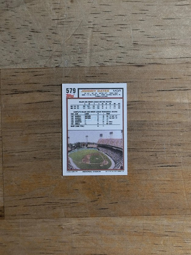 1992 Topps Micro #579 Johnny Oates MG