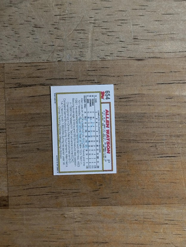1992 Topps Micro #654 Allen Watson RC
