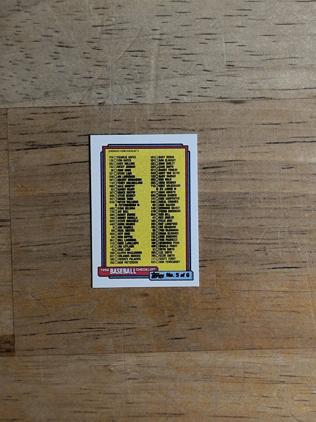 1992 Topps Micro #658 Checklist 529-660