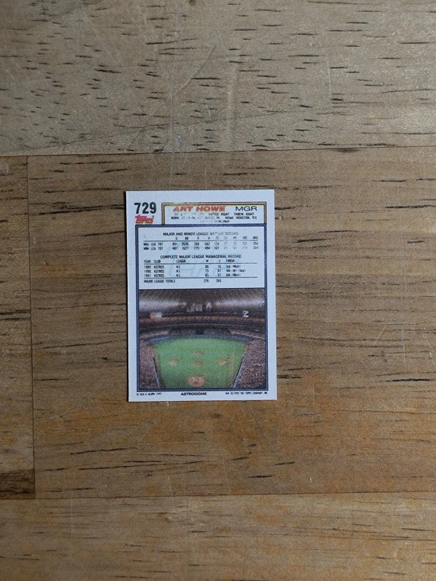 1992 Topps Micro #729 Art Howe MG