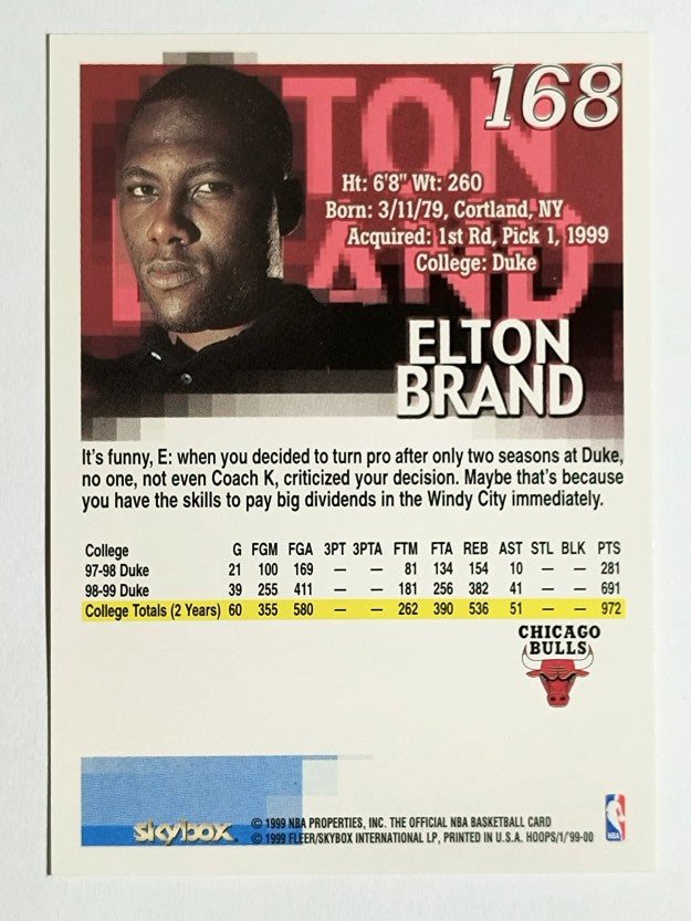 1999-00 Hoops #168 Elton Brand RC