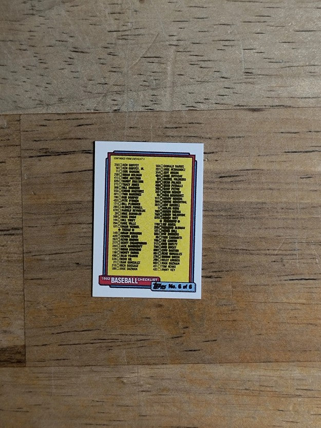 1992 Topps Micro #787 Checklist 661-792