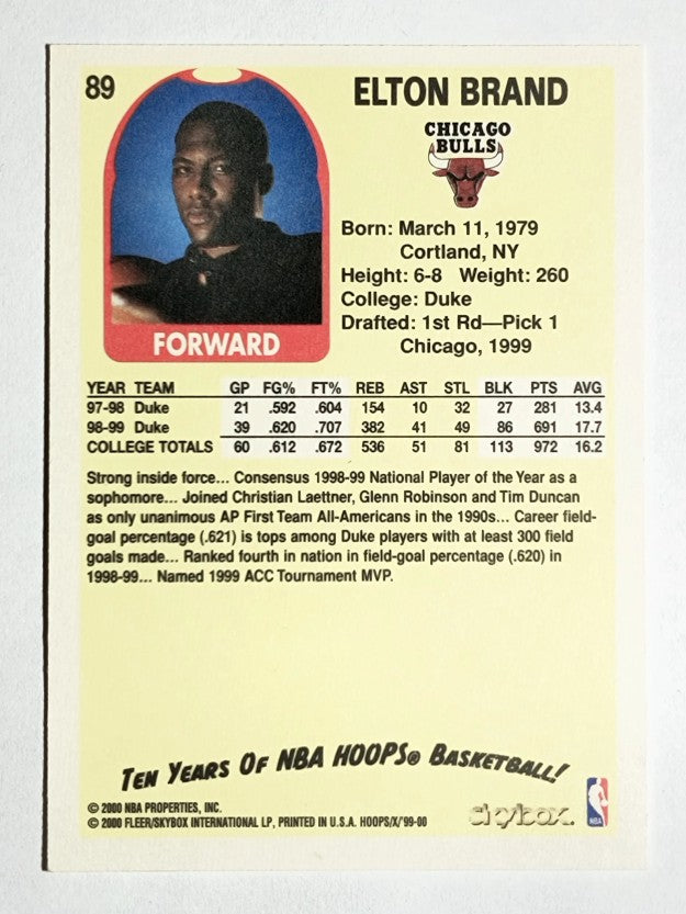 1999-00 Hoops Decade #89 Elton Brand RC