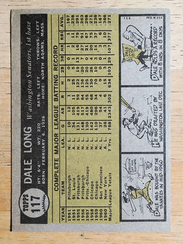 1961 Topps #117 Dale Long (VGEX)