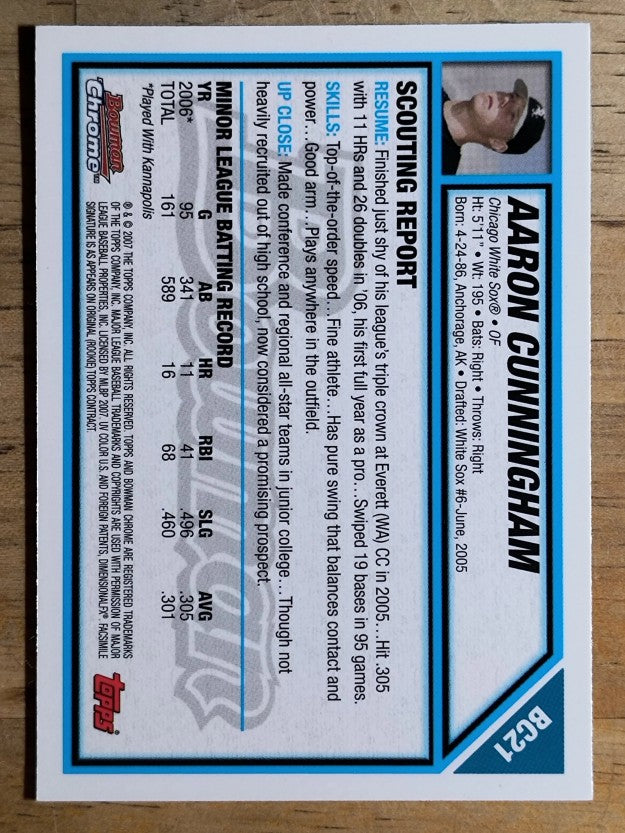 2007 Bowman Chrome Prospects #BC21 Aaron Cunningham