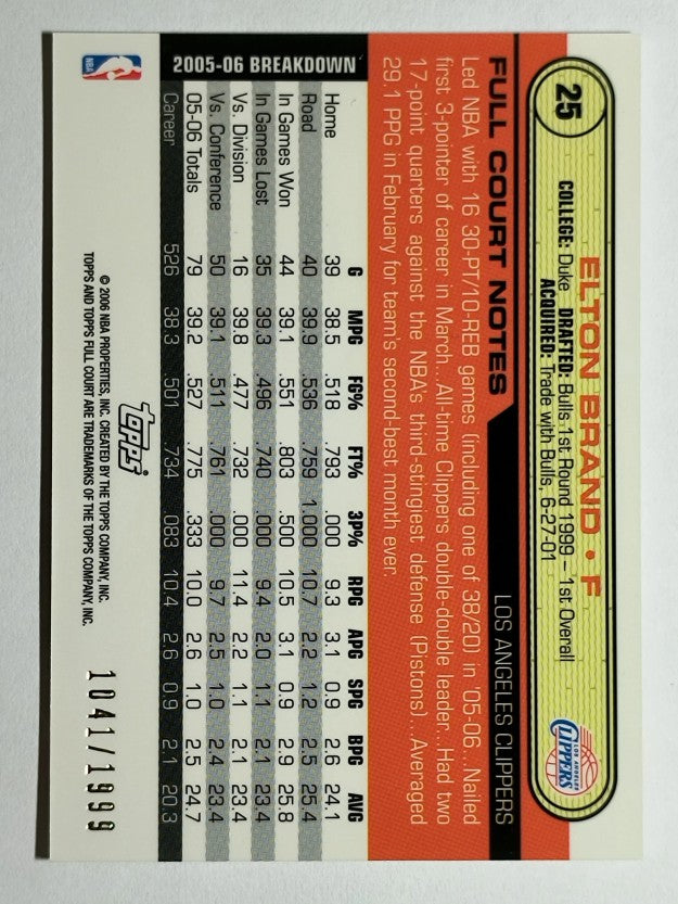 2006-07 Topps Full Court Photographer's Proof #25 Elton Brand