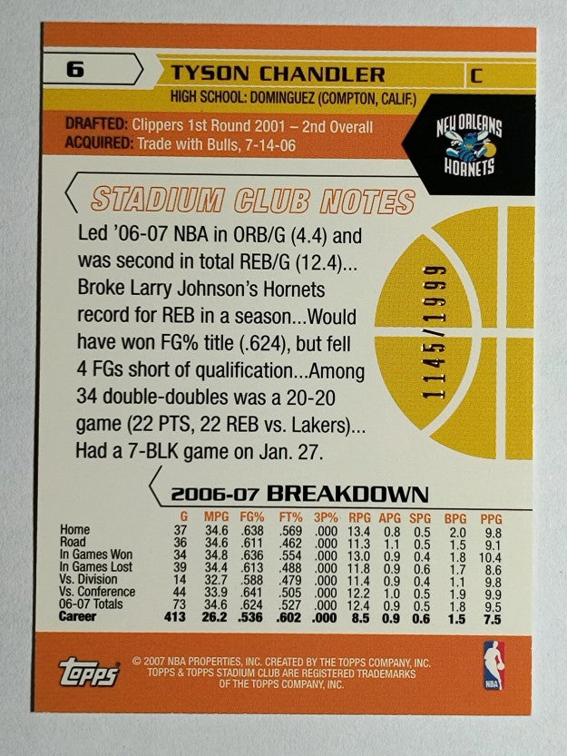 2007-08 Stadium Club First Day Issue #6 Tyson Chandler