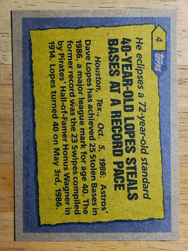 1987 Topps #4 Davey Lopes RB