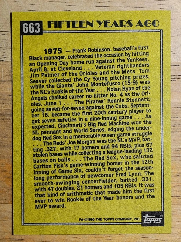 1990 Topps #663 Fred Lynn TBC'75