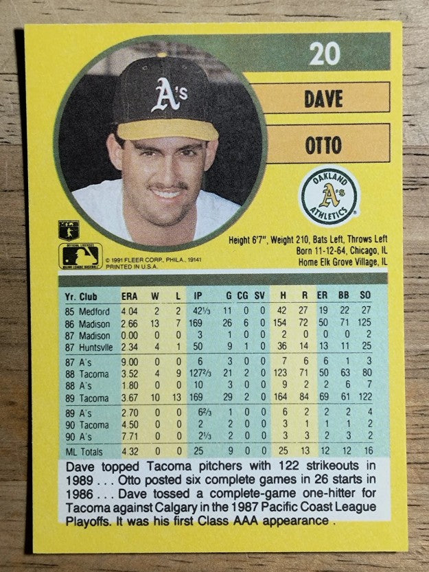 1991 Fleer #20 Dave Otto
