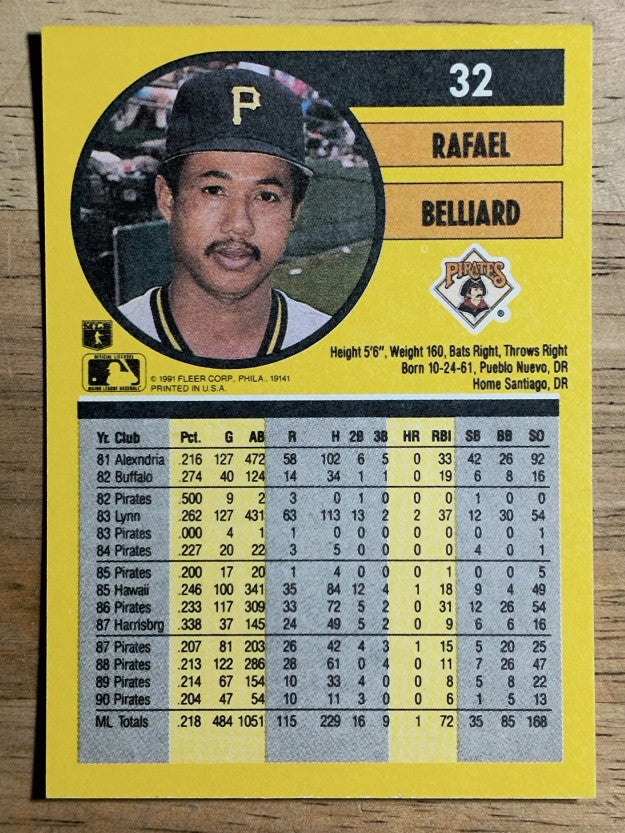 1991 Fleer #32 Rafael Belliard