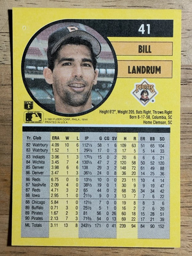 1991 Fleer #41 Bill Landrum