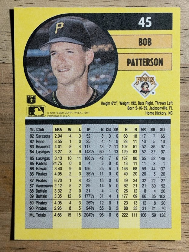 1991 Fleer #45 Bob Patterson