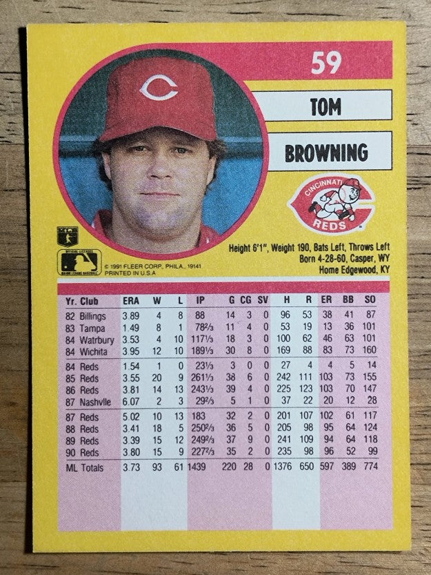 1991 Fleer #59 Tom Browning