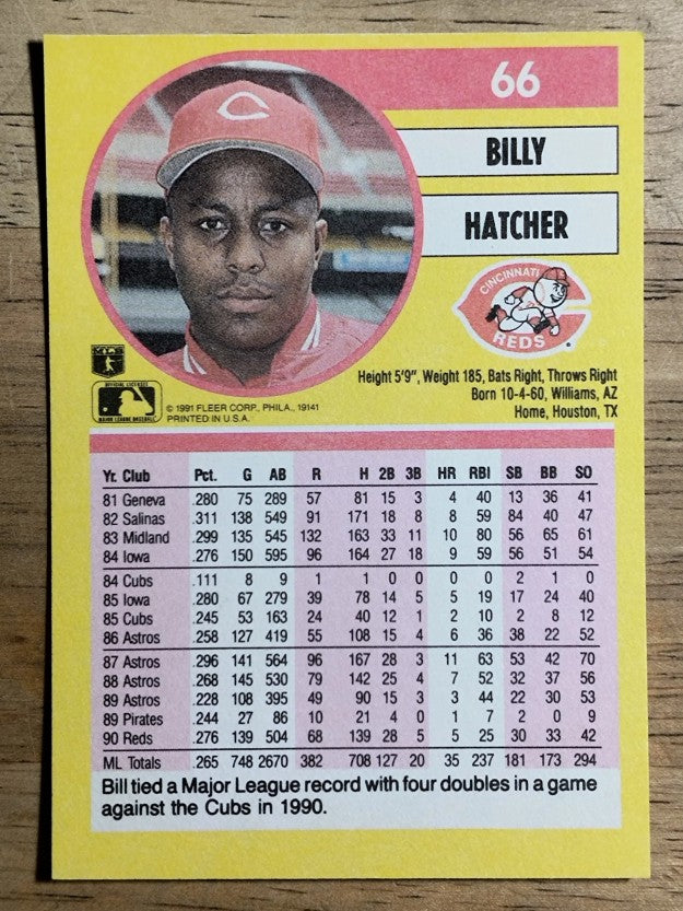 1991 Fleer #66 Billy Hatcher