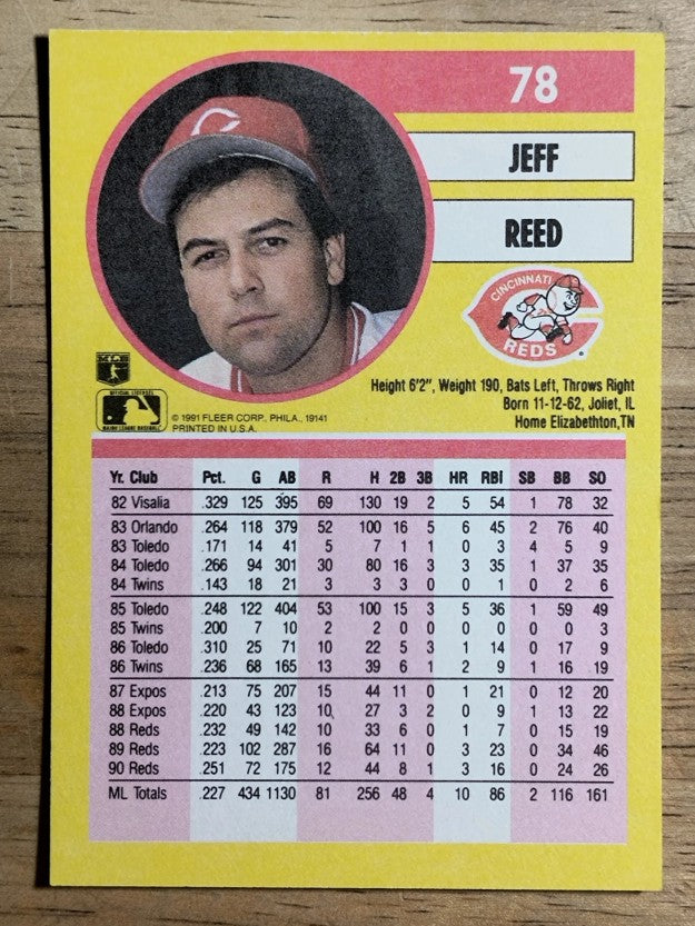 1991 Fleer #78 Jeff Reed
