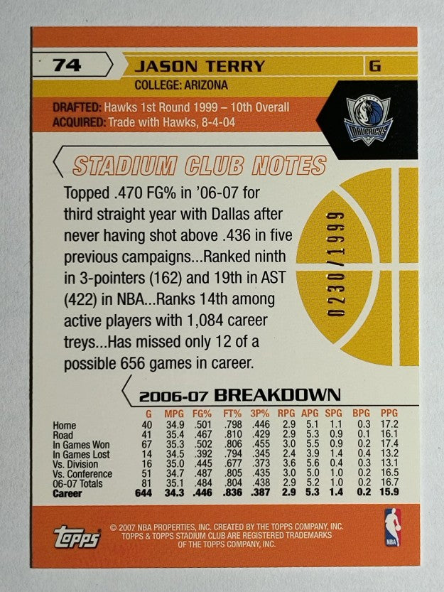 2007-08 Stadium Club First Day Issue #74 Jason Terry