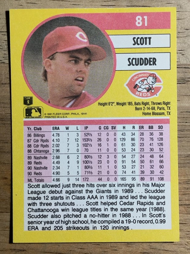 1991 Fleer #81 Scott Scudder