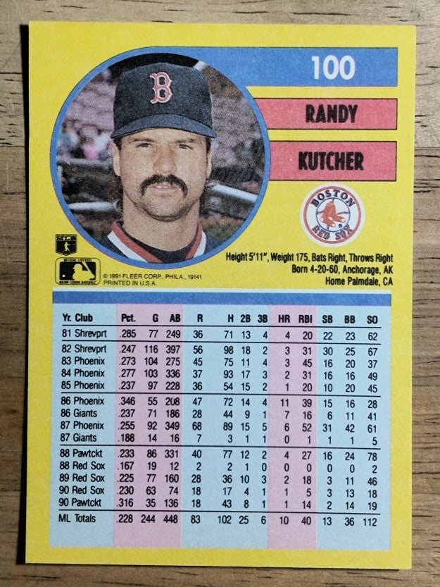 1991 Fleer #100 Randy Kutcher