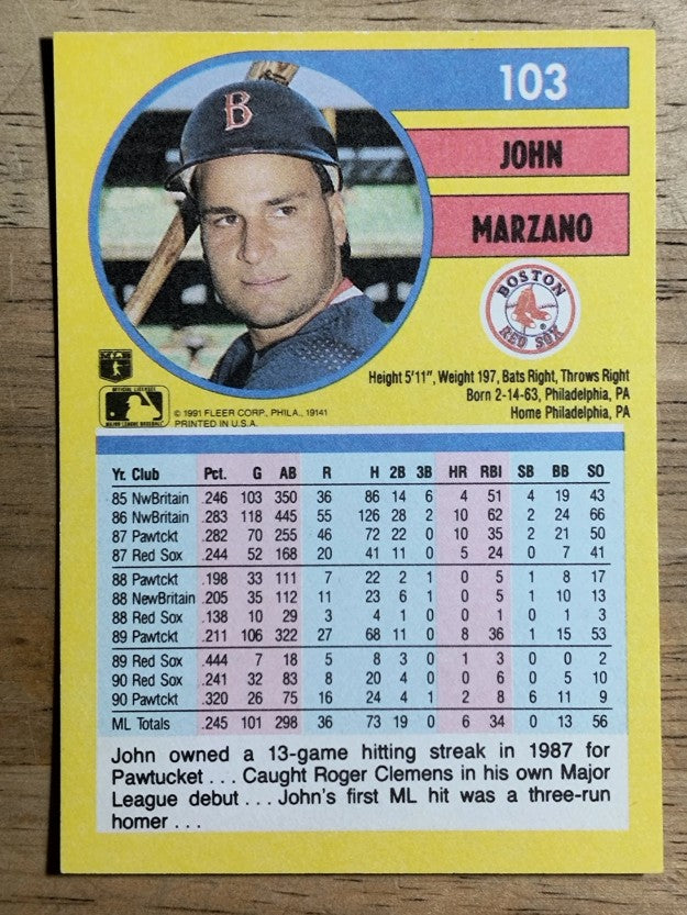 1991 Fleer #103 John Marzano