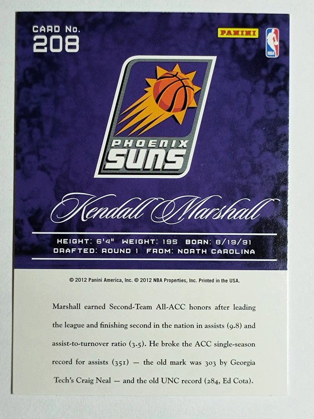 2012-13 Prestige #208 Kendall Marshall RC