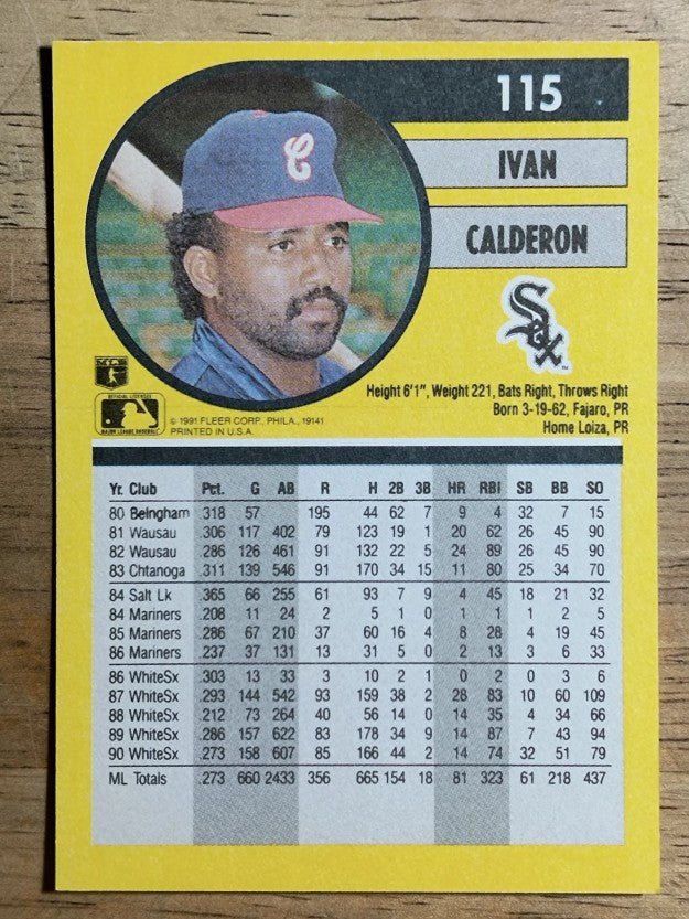 1991 Fleer #115 Ivan Calderon