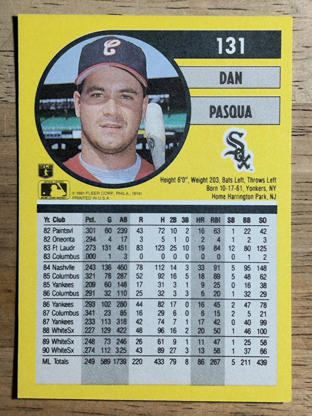 1991 Fleer #131 Dan Pasqua