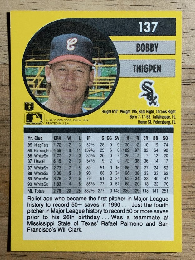 1991 Fleer #137 Bobby Thigpen